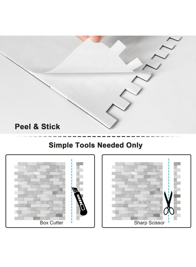 Benice BeNice Peel and Stick Backsplash for Kitchen Stickers,Peel and Stick Mosaic Tile,Stick Tiles Bathroom Tile Stickers Peel and Stick Marble Tiles Waterproof Shower Tiles(10sheets,Gray)  - Image 5