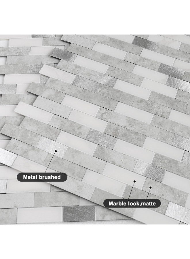 Benice BeNice Peel and Stick Backsplash for Kitchen Stickers,Peel and Stick Mosaic Tile,Stick Tiles Bathroom Tile Stickers Peel and Stick Marble Tiles Waterproof Shower Tiles(10sheets,Gray)  - Image 2