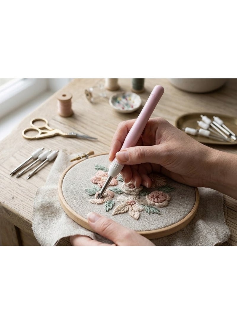 Hand Embroidery Tool with Interchangeable Needle, Rose Silver Sewing Needles Set, for Sewing and Hand Embroidery - Image 2