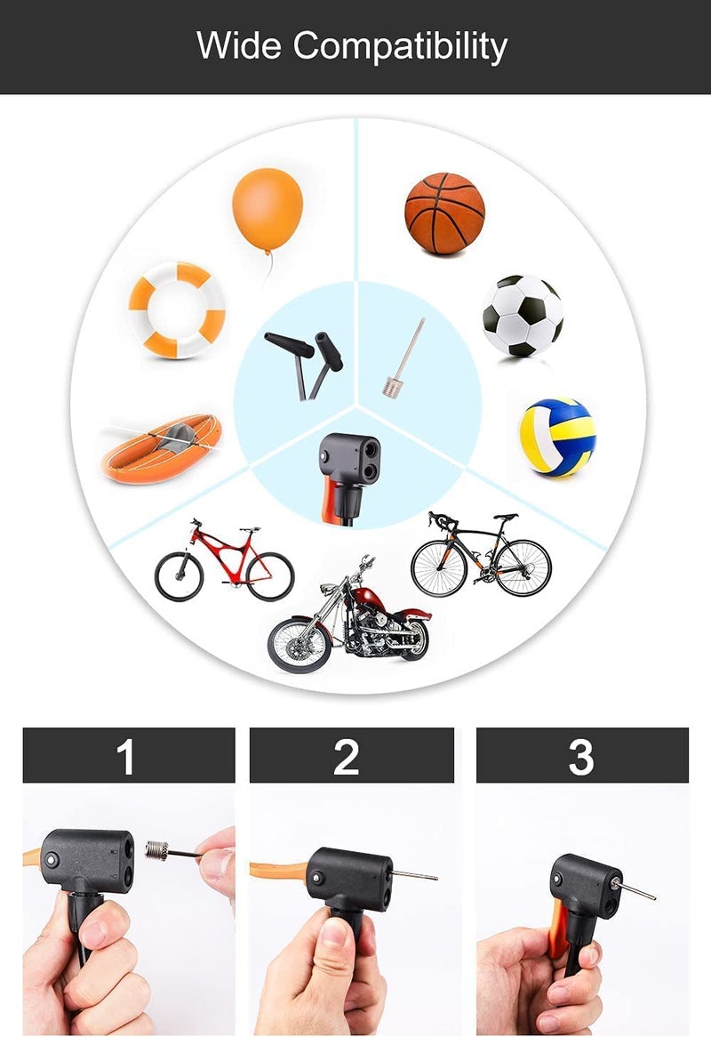 QUPET® Portable High Pressure Foot Activated Air Pump Compressor Air Pump for Car, Bike, Bicycle, Football Pump fits Universal Presta and Schrader - Image 5