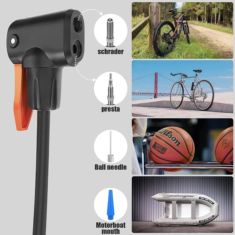 QUPET® Portable High Pressure Foot Activated Air Pump Compressor Air Pump for Car, Bike, Bicycle, Football Pump fits Universal Presta and Schrader - Image 2
