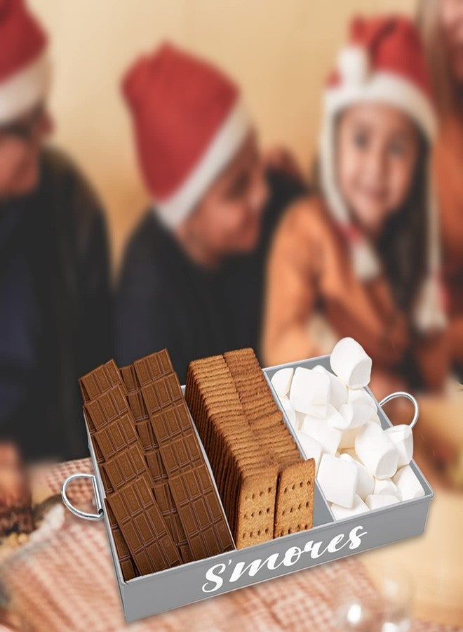 وي بيك صينية سمورز من ويبيك مع ملقط طعام، حامل سمورز رمادي اللون من محطة سمورز، حامل سمورز ريفي بمقابض، صينية تقديم معدنية مستطيلة مقسمة - Image 4