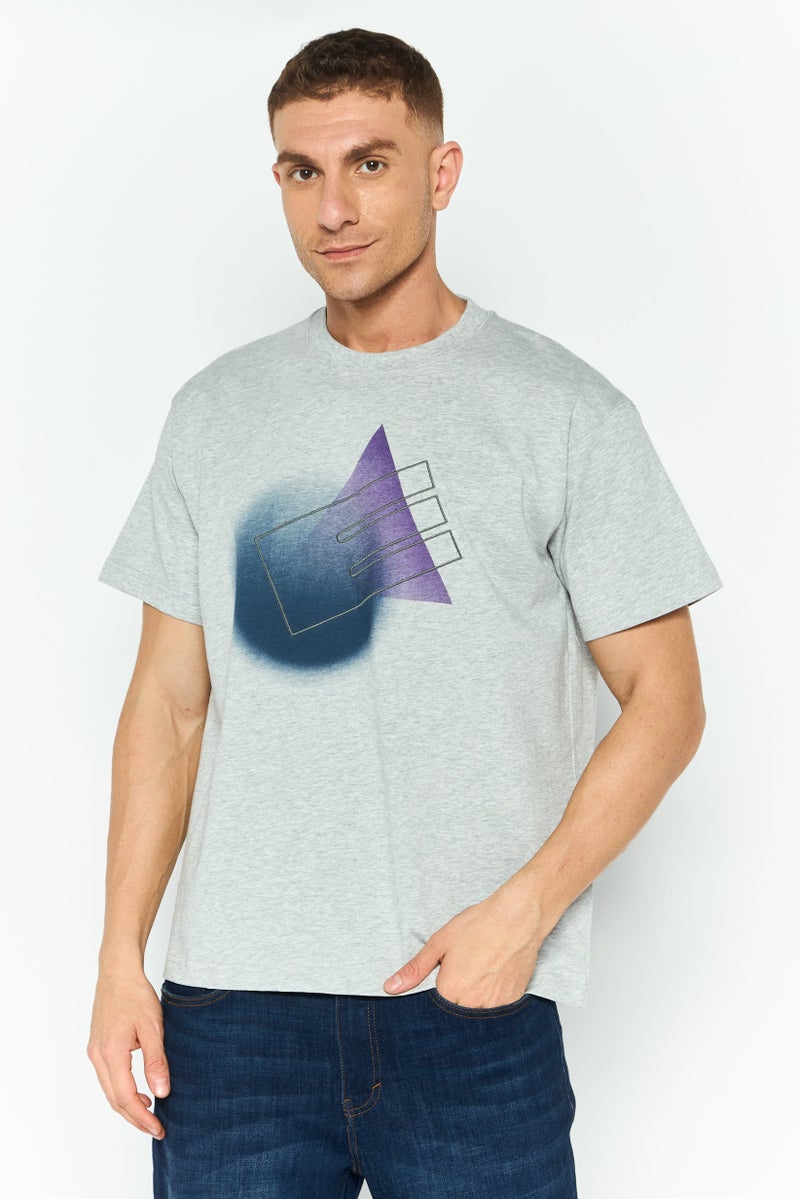ESPRIT Men Crew Neck Short Sleeves Graphic T-Shirt, Grey - Image 1