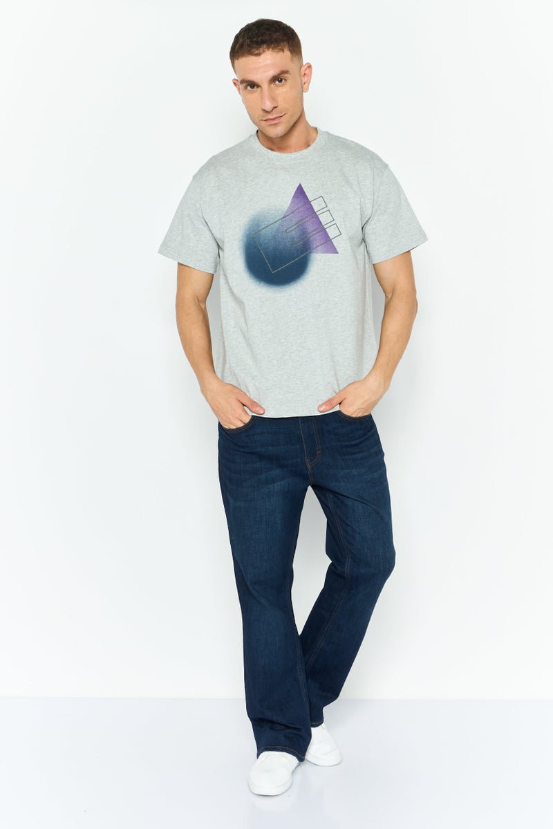 ESPRIT Men Crew Neck Short Sleeves Graphic T-Shirt, Grey - Image 3