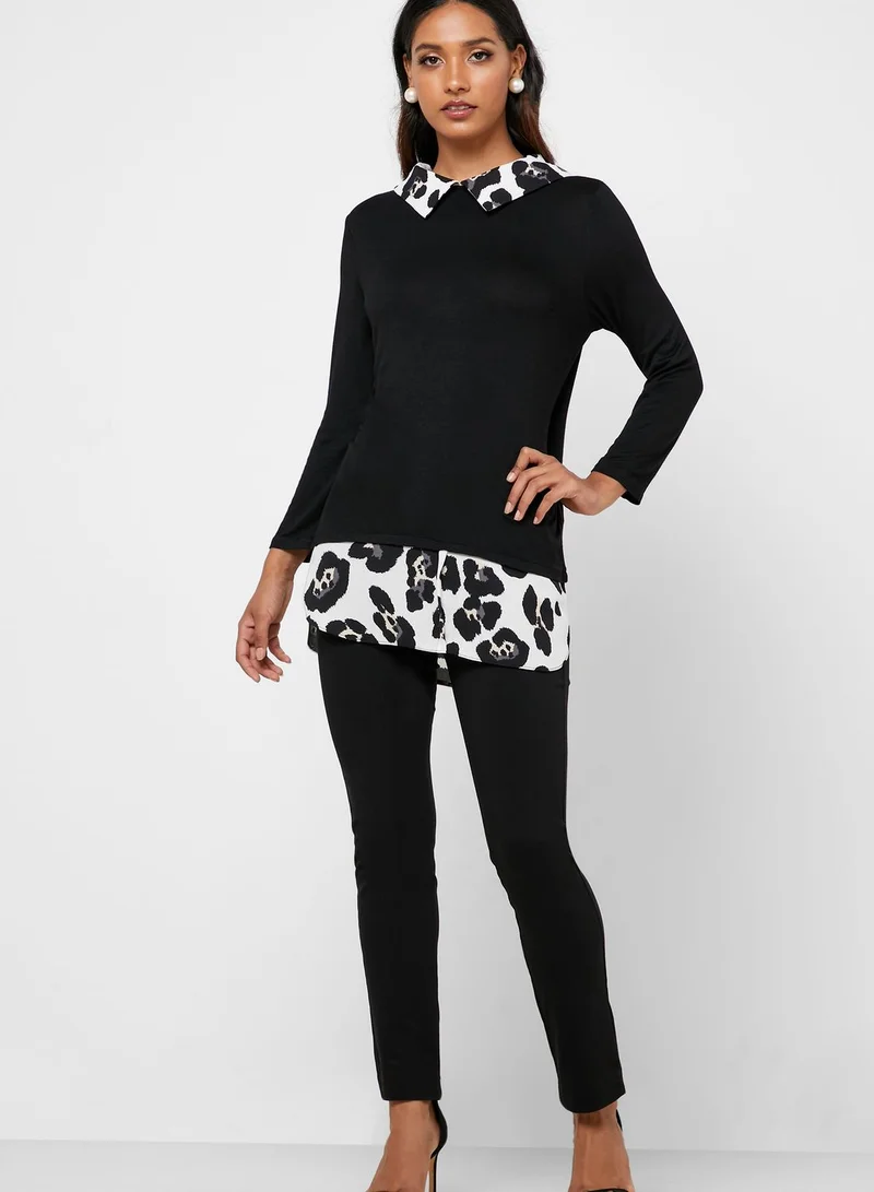 QUIZ Leopard Print Detail Top