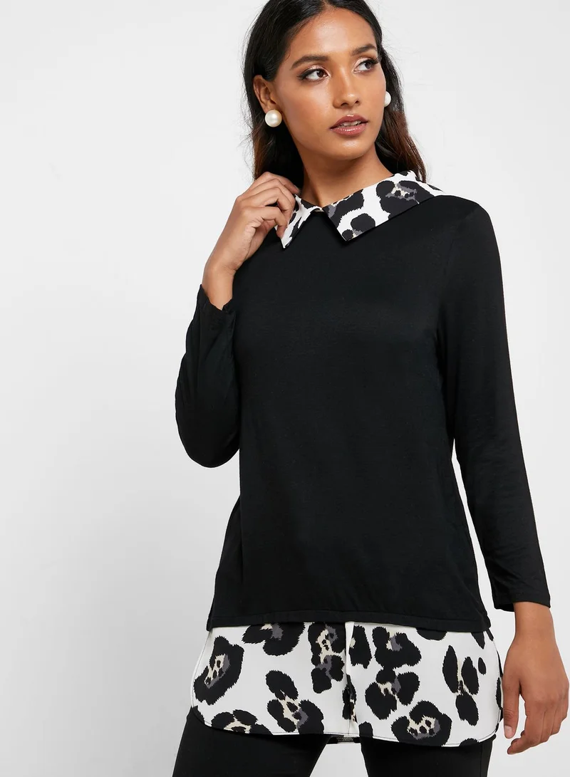 QUIZ Leopard Print Detail Top