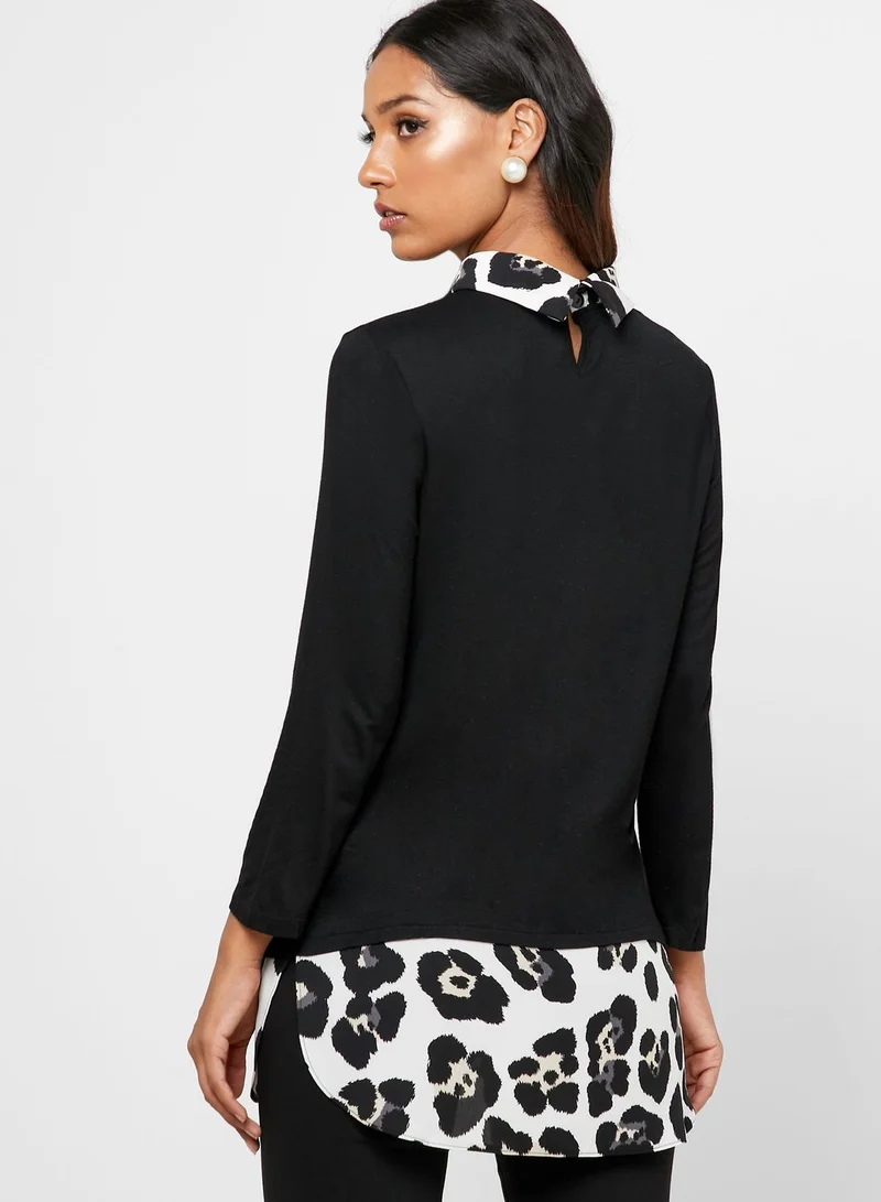 QUIZ Leopard Print Detail Top