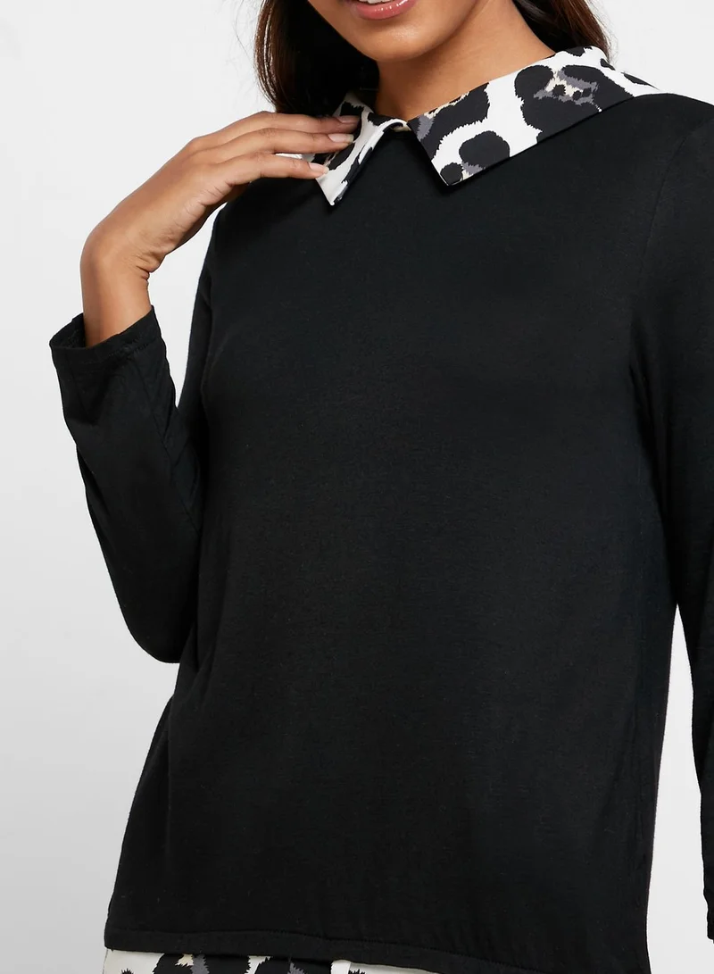 QUIZ Leopard Print Detail Top