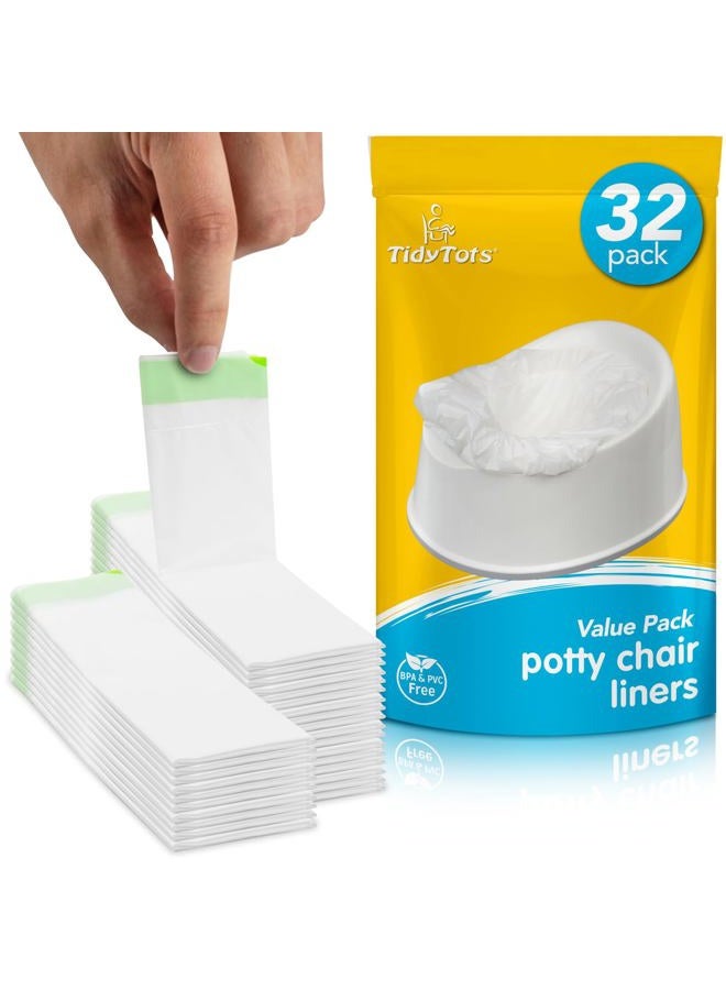 Tidy Tots TidyTots Disposable Potty Chair Liners for Potty Training Toddlers | Value Pack of 32 Disposable Potty Liners for Toddlers | Portable Potty Chair Refill Pack - Image 1