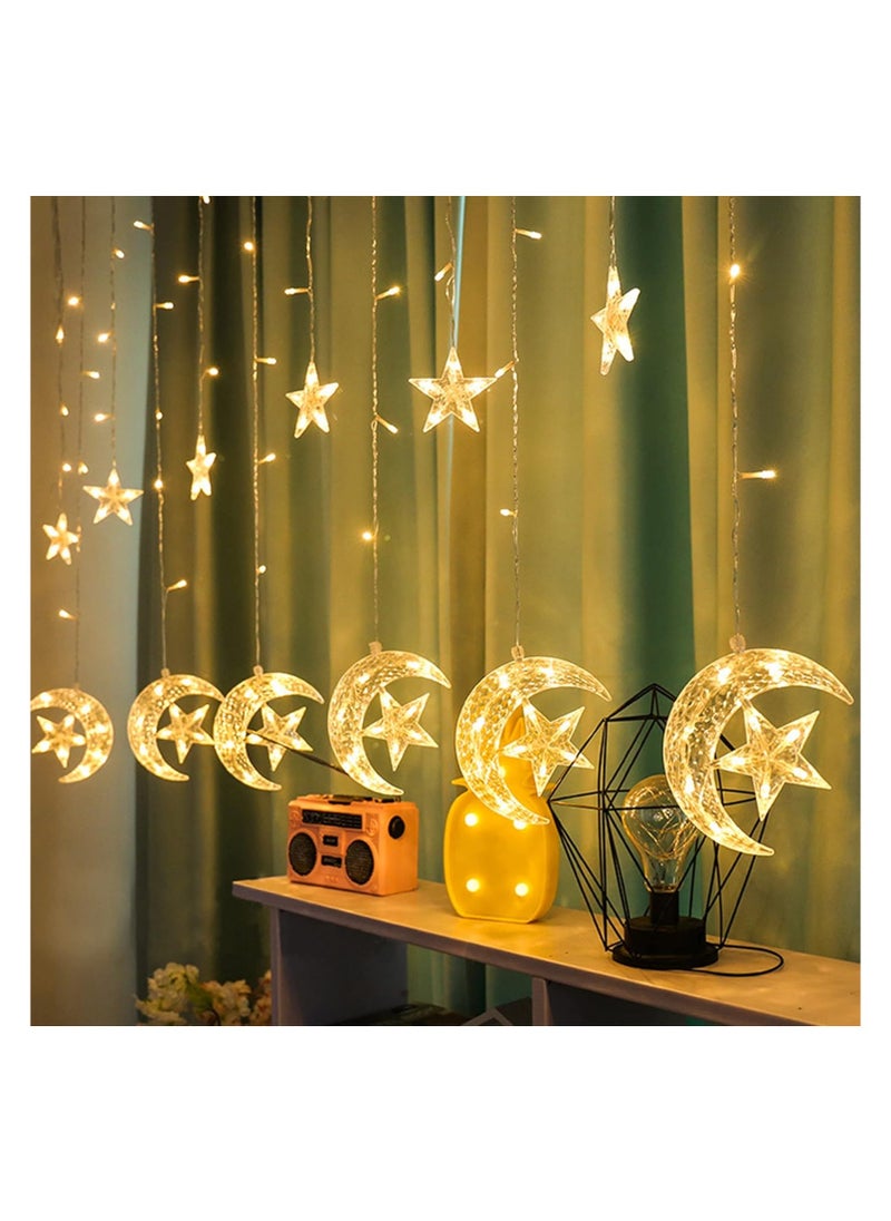 Generic Decoration LED Curtain in the Shape of Crescent Moon and Stars 3.5 Meters  - Image 1