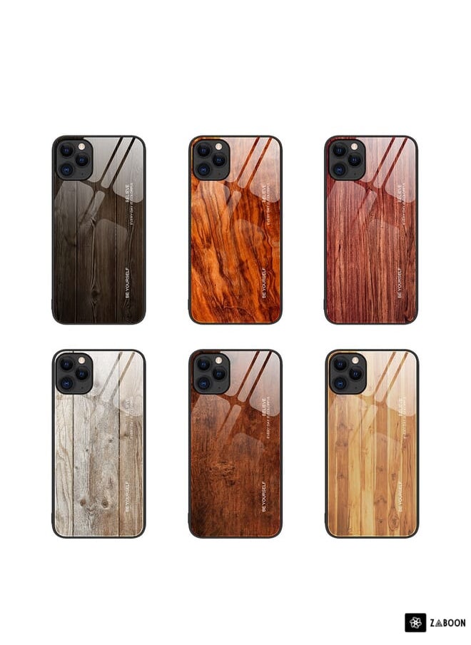 Zaboon - Protective Case Cover For iPhone 11 Pro Wood Grain Glass Protective Case - Image 1