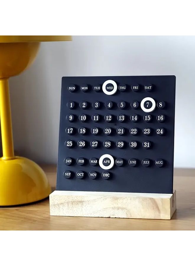 Black Vintage Sliding Ring Desk Calendar Weekly Monthly View Plastic Home Office Decor - Image 4
