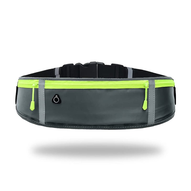 SYGA Running Waist Belt for Women & Men Sweat Rainproof Phone Holder with Adjustable Strap & 3 Pockets Headphone Hole WaistBag for All Kind of Phone-Sports, Yoga, Workout & Outdoor Activities- Grey - Image 1