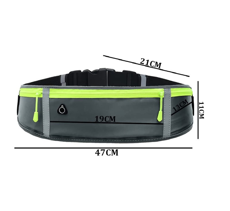SYGA Running Waist Belt for Women & Men Sweat Rainproof Phone Holder with Adjustable Strap & 3 Pockets Headphone Hole WaistBag for All Kind of Phone-Sports, Yoga, Workout & Outdoor Activities- Grey - Image 3