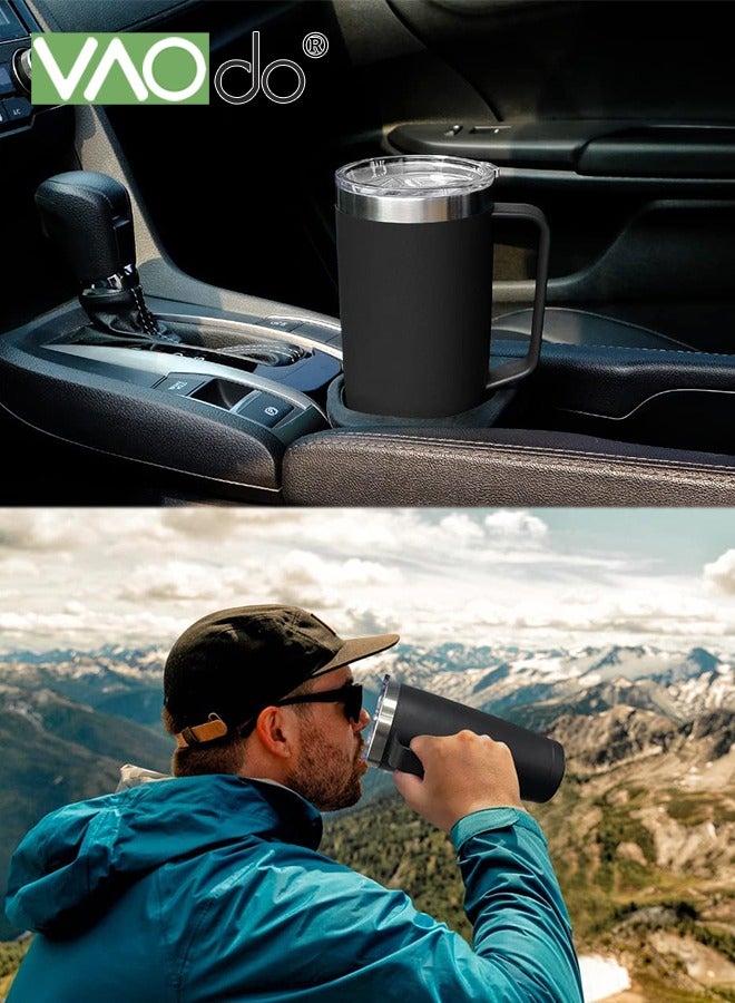 VAOdo Stainless Steel Double Layer Vacuum Hot Water Cup With Handle Lid And Straw To Keep Drinks Cool For Up To 24 Hours Dishwasher Safe 1200ml Black - Image 5