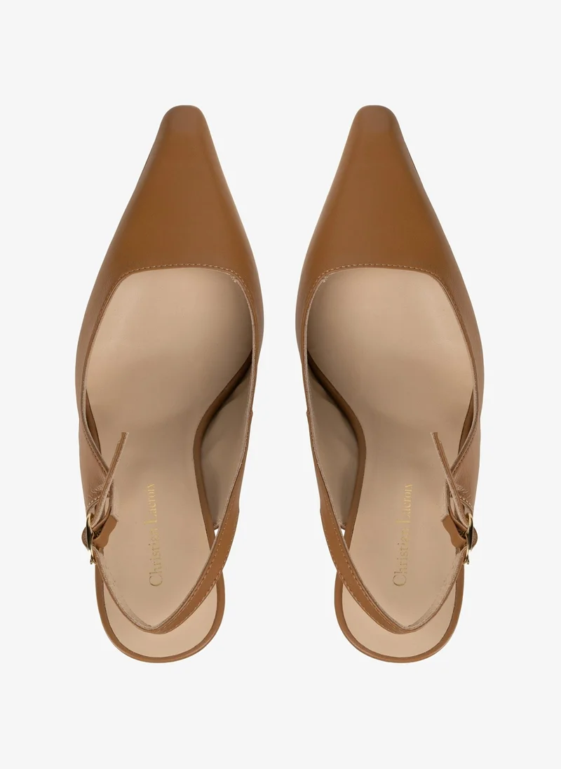 Christian Lacroix Christian Lacroix Women's Leather Slingback Pumps - Decollete - Tan