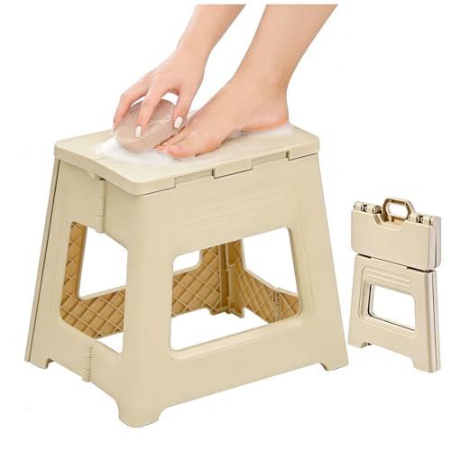 Glooyoderr Foldable Shower Stool for Shaving Legs Plastic Shower Foot Rest for Inside Shower119 High AntiSlip Foot Step to Shave Leg Small Folding Bench Shaving Stool for TravelBathroom - Image 1