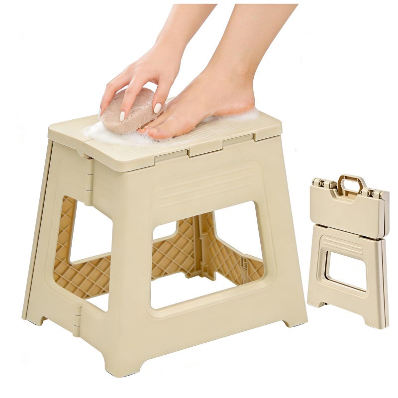 Glooyoderr Foldable Shower Stool for Shaving Legs Plastic Shower Foot Rest for Inside Shower119 High AntiSlip Foot Step to Shave Leg Small Folding Bench Shaving Stool for TravelBathroom - Image 2
