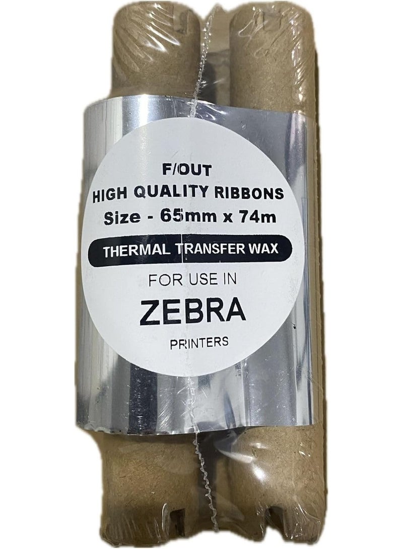 شريط تحبير ‫للطابعة ( حبر ) طابعة باركود ‫( 10 رولات ) مقاس 65mm x 74m يعمل مع أغلب طابعات الباركود ( الملصقات ) مثل الزيبرا و الهانويل و الانترماك و غيره ا10  قطعة - Image 2
