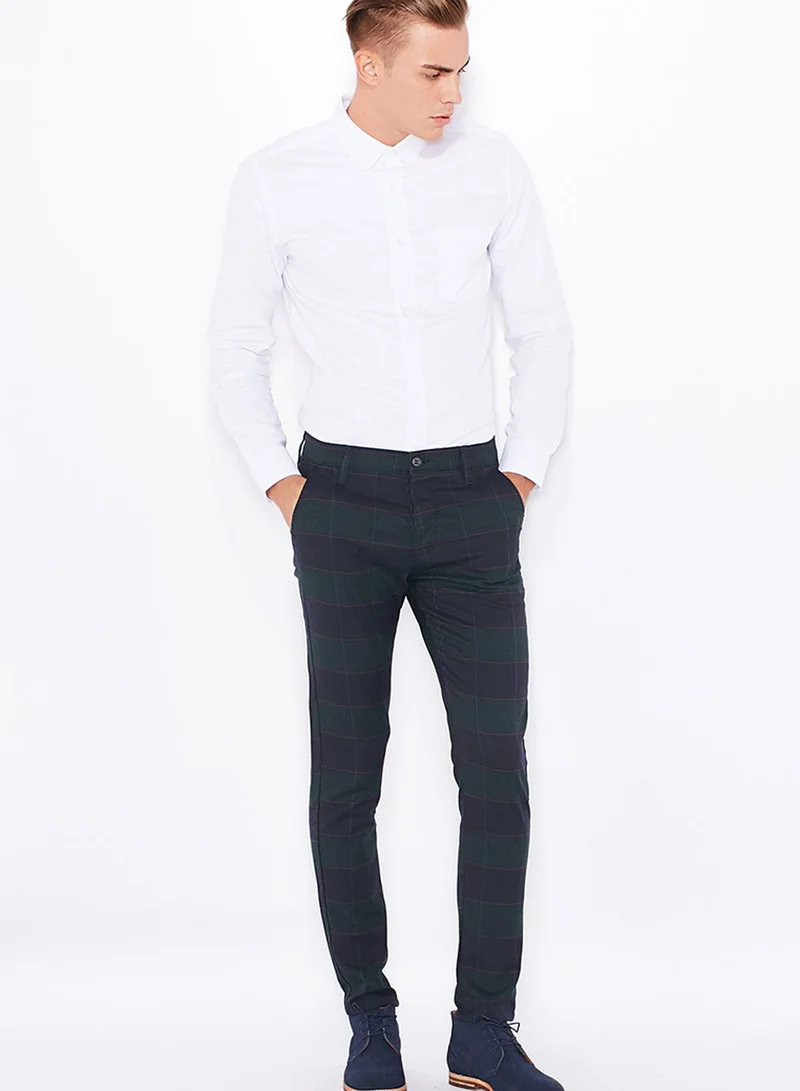TOPMAN Tartan Skinny Chino Pants