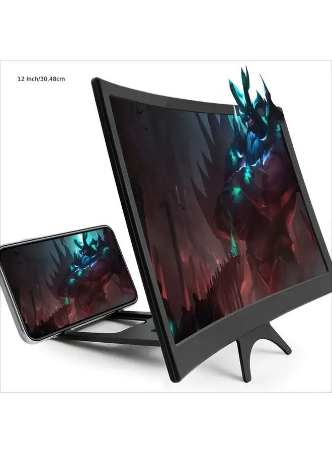 مكبر شاشة هاتف عالي الدقة منحني أسود أنيق، قابل للطي ومحمول، امتداد شاشة مضاد للانعكاس مع فيلم حماية - Image 4