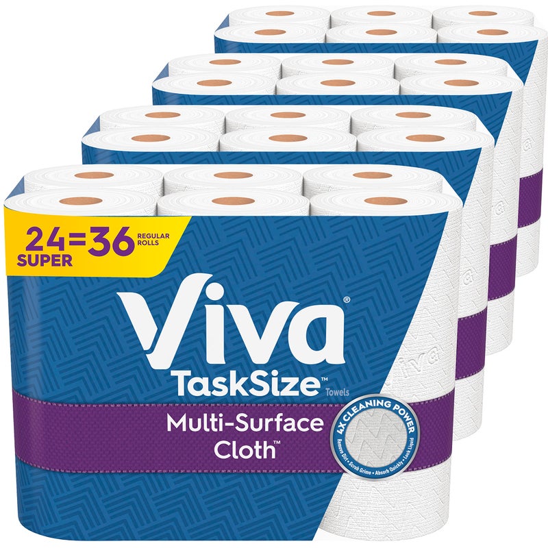 Viva MultiSurface Cloth Paper Towels Task Size 24 Super Rolls 4 Packs of 6 81 Sheets Per Roll