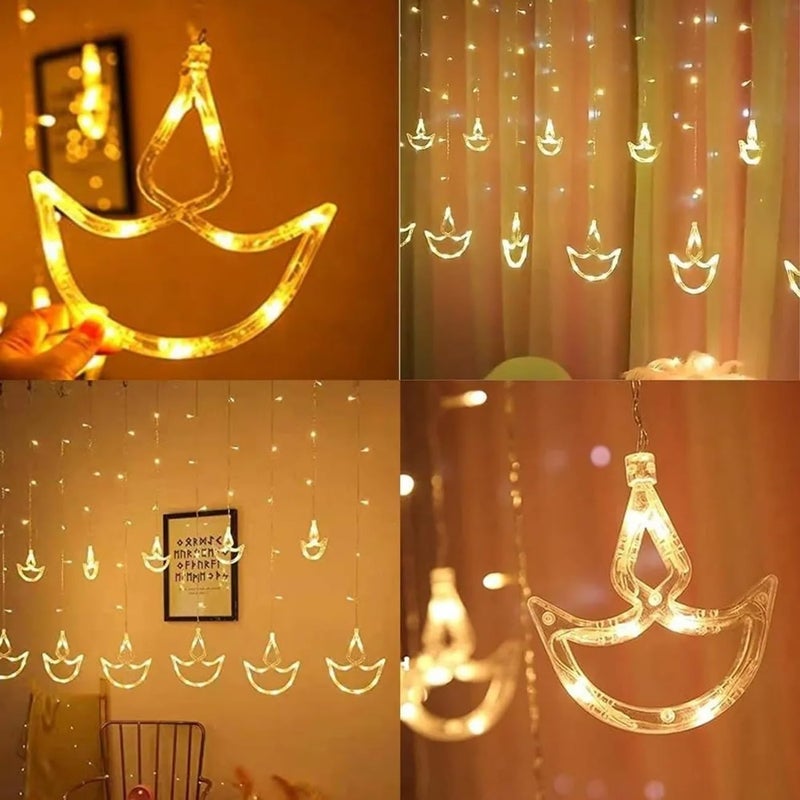 MIRADH 12 Diya108 Led 8 Mode Controller Curtain String Lights Led Lights for Home Decoration Diwali Lights for Decoration for Home Multicolor Diya66WW Plastic1 meter - Image 2