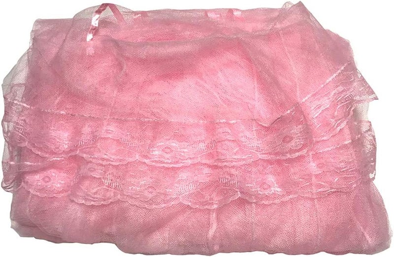 BCBYou Pink Princess Bed Canopy Netting Mosquito Net Round Lace Dome for Twin Full and Queen Size Beds Crib with Jumbo Swag Hook - Image 2