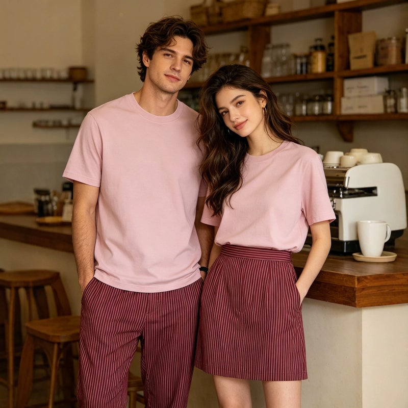 Crewneck لون صلب الكتف النساء 2025 جديد قصير الأكمام الثقيلة الوزن الراقية التخسيس شينجيانغ القطن العصرية العلامة التجارية فضفاضة تي شيرت للنساء - Image 4
