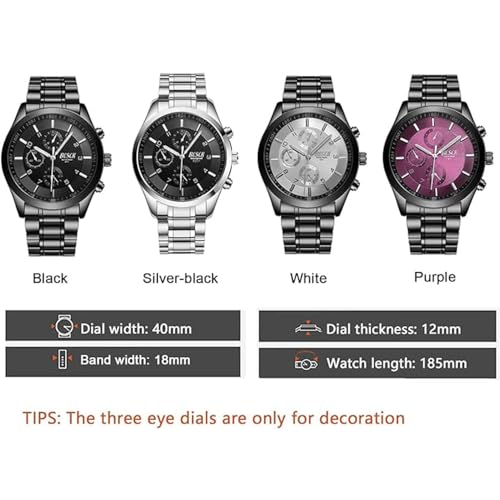 BOSCK Men's Casual Business Watches, Fashion Sport Wristwatches with Stainless Steel Band, 30M Waterproof Quartz Watches - Image 2
