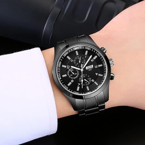 BOSCK Men's Casual Business Watches, Fashion Sport Wristwatches with Stainless Steel Band, 30M Waterproof Quartz Watches - Image 4