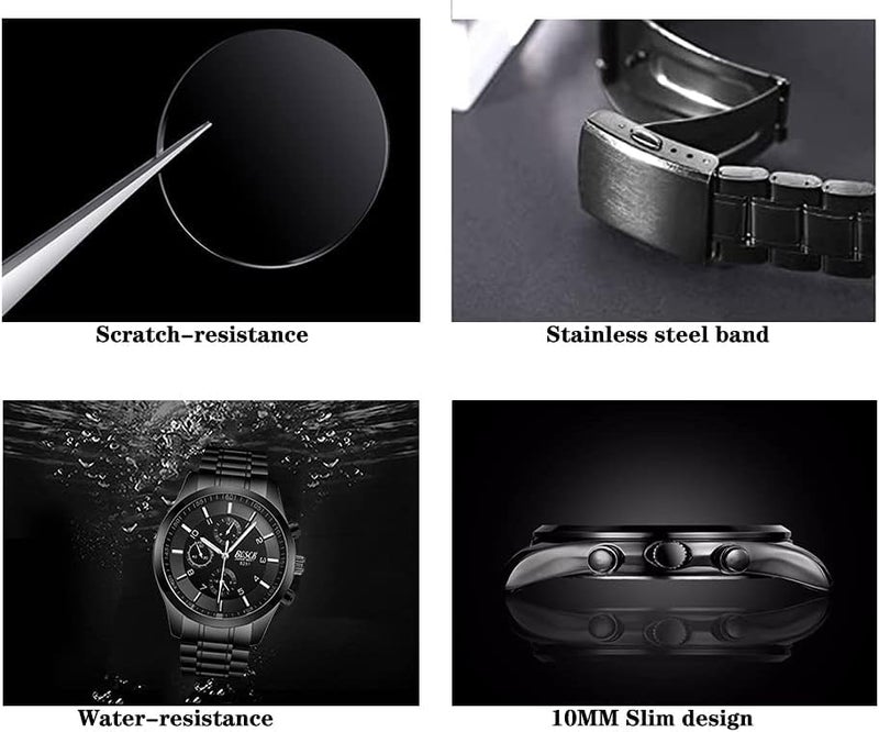 BOSCK Men's Casual Business Watches, Fashion Sport Wristwatches with Stainless Steel Band, 30M Waterproof Quartz Watches - Image 5