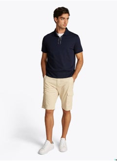 TOMMY HILFIGER Men's Regular Fit Zip Placket Polo Shirt - Cotton, Blue  - Image 4