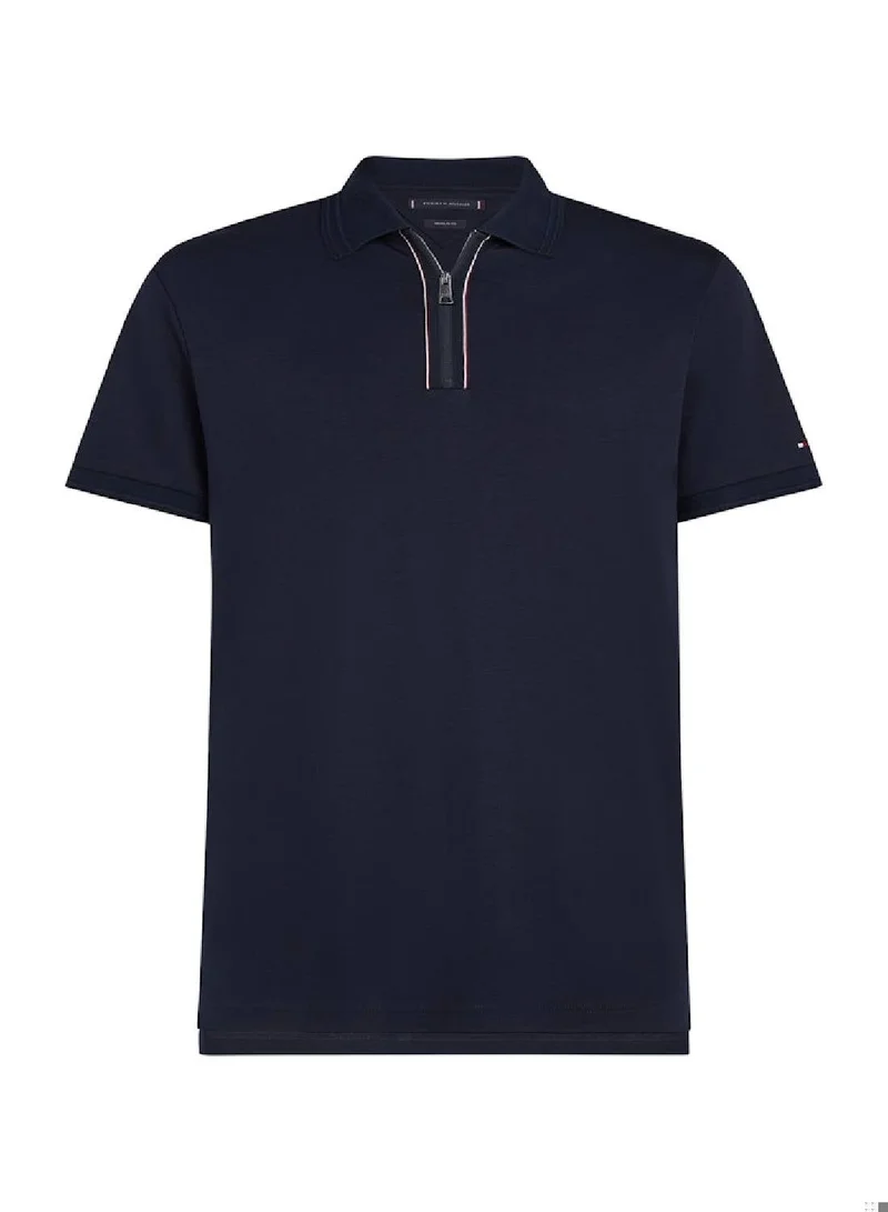 Tommy Hilfiger Desert Sky Regular Fit Zip Placket Polo Shirt for Men | Best Price UAE