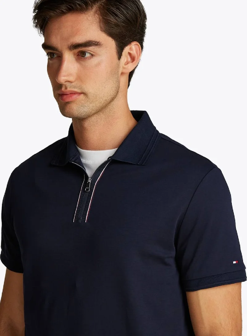 Tommy Hilfiger Desert Sky Regular Fit Zip Placket Polo Shirt for Men | Best Price UAE