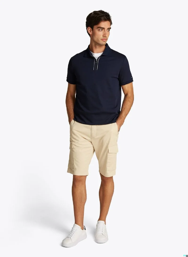 Tommy Hilfiger Desert Sky Regular Fit Zip Placket Polo Shirt for Men | Best Price UAE
