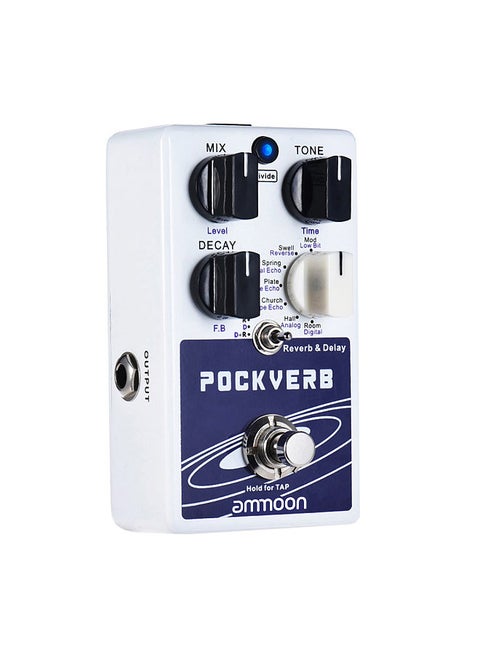 Pockverb Reverb & Delay Guitar Effect Pedal 7 Reverb Effects + 7 Delay Effects With Tap Tempo Function True Bypass