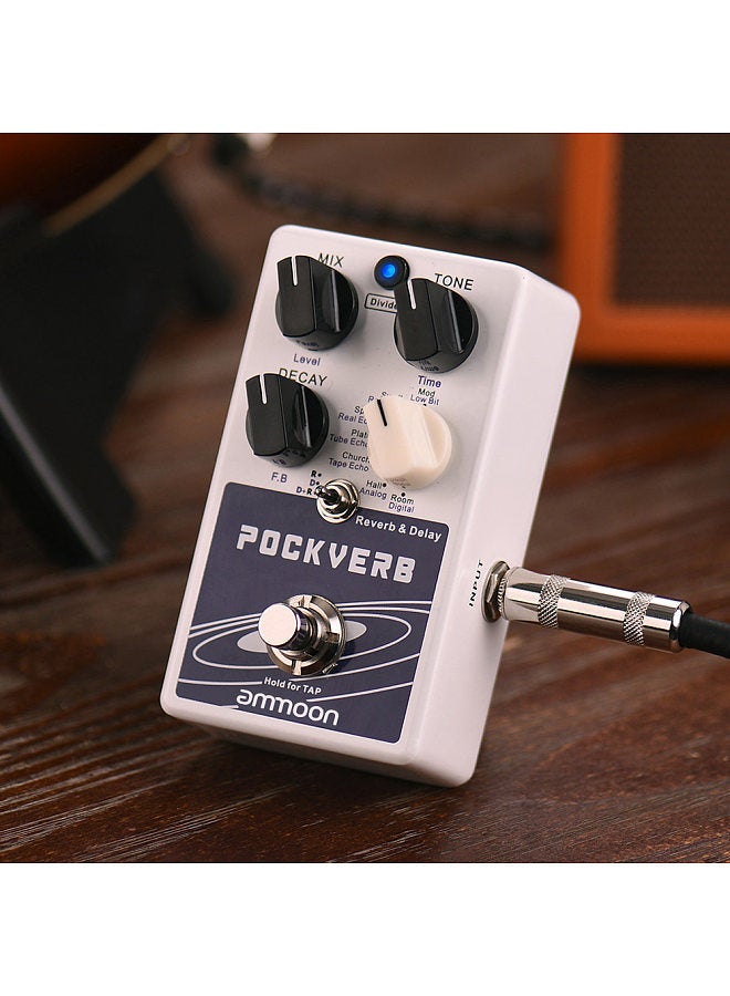 Pockverb Reverb & Delay Guitar Effect Pedal 7 Reverb Effects + 7 Delay Effects With Tap Tempo Function True Bypass