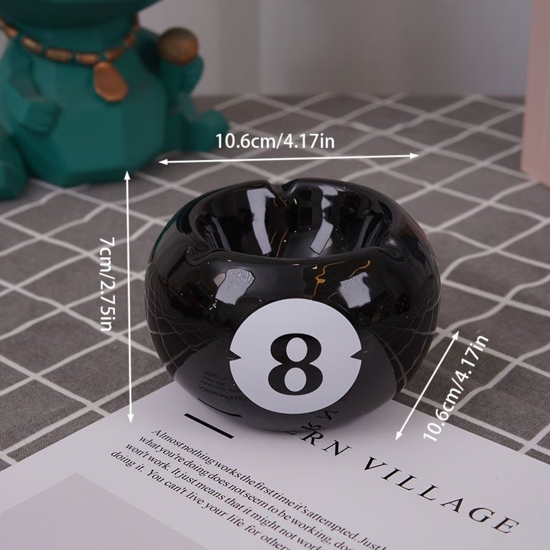 Modern Ceramic Black Billiard Ball Ashtray Round Decorative No Power Needed Home Office Decor - Image 3