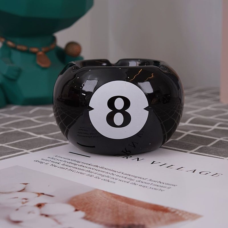 Modern Ceramic Black Billiard Ball Ashtray Round Decorative No Power Needed Home Office Decor - Image 5