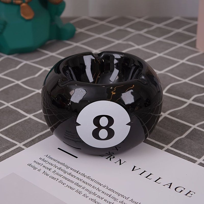 Modern Ceramic Black Billiard Ball Ashtray Round Decorative No Power Needed Home Office Decor - Image 4