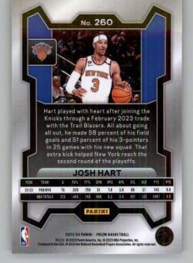 2023-24 PANINI PRIZM #260 JOSH HART NMMT KNICKS - Image 2