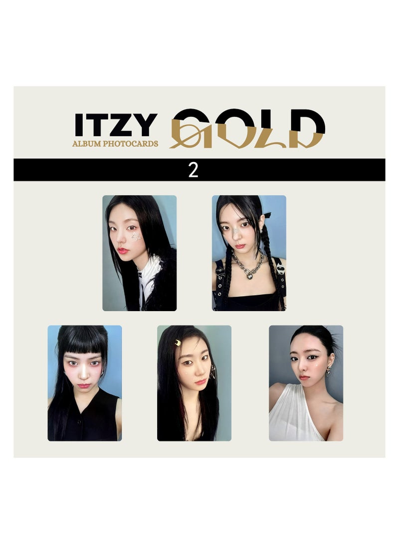 NIBEMINENT 5 Pcs Kpop ITZY GOLD Lomo Cards Card For Fans Collection Gifts