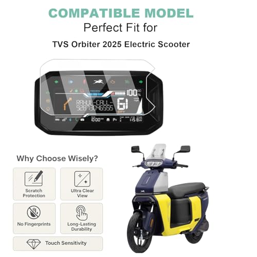 Wisely Premium Screen Guard for New TVS Orbiter Electric Scooter (2025) - TFT Display Digital Meter Protector - HD Clear, Full Cover - Easy Installation Kit - Scooty Instrument Cluster Accessories - Image 2