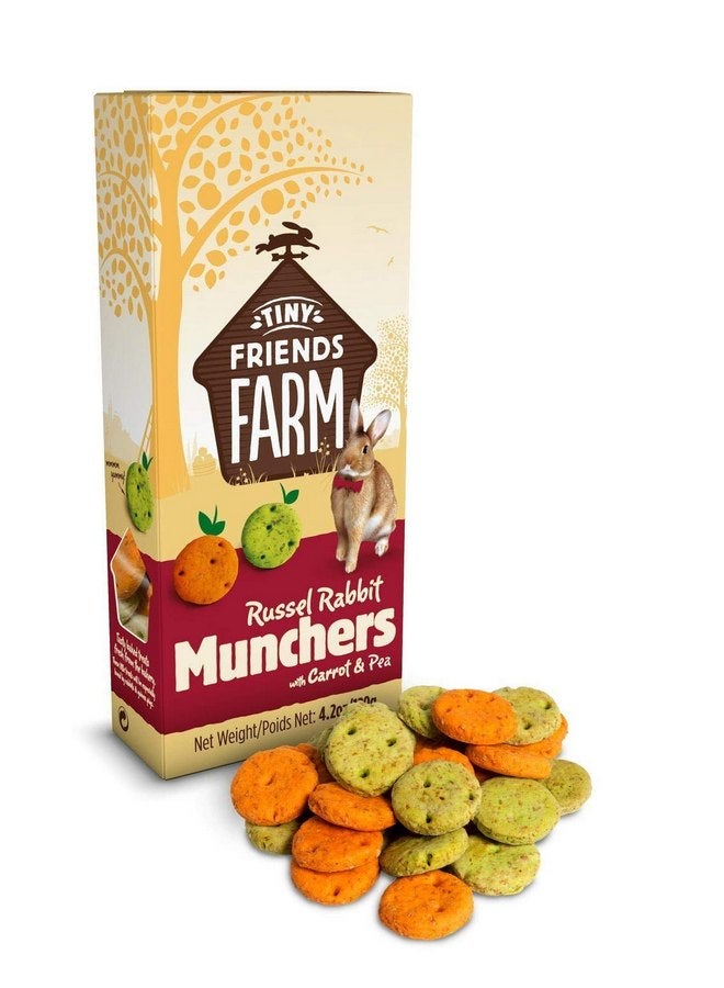 مزرعة الأصدقاء الصغار SupremePetfoods Tiny Friends Farm Russel Rabbit Munchers with Carrot & Leek 4.2 oz - عبوة من قطعتين - Image 1