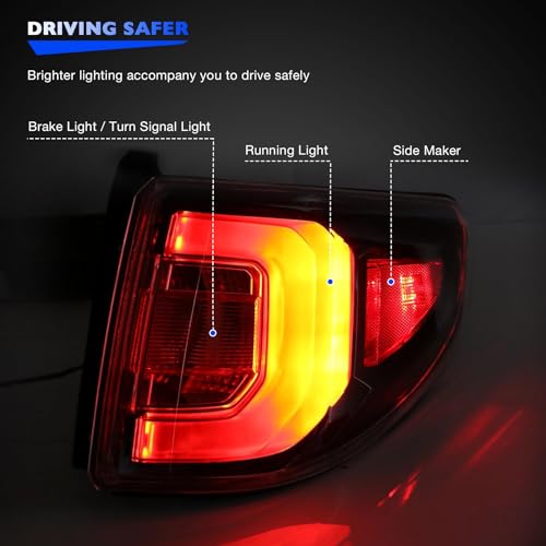 Misakomo LED Tail Light Compatible with 2013-2017 GMC Acadia SLE SLT Denali Limited Base, Replace 84051376-PFM Drive Brake Turn Signal Rear Right Taillight - Image 2