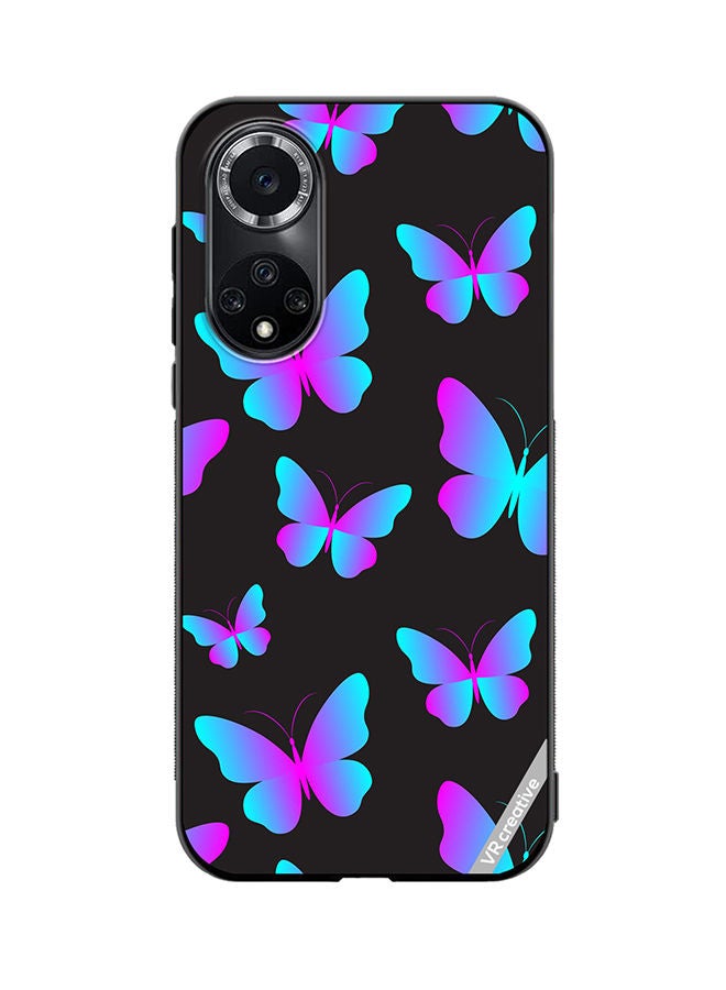 VR Creative Protective Case Cover For Honor 50 Pro Neon Butterflies Seamless Pattern Design Multicolour