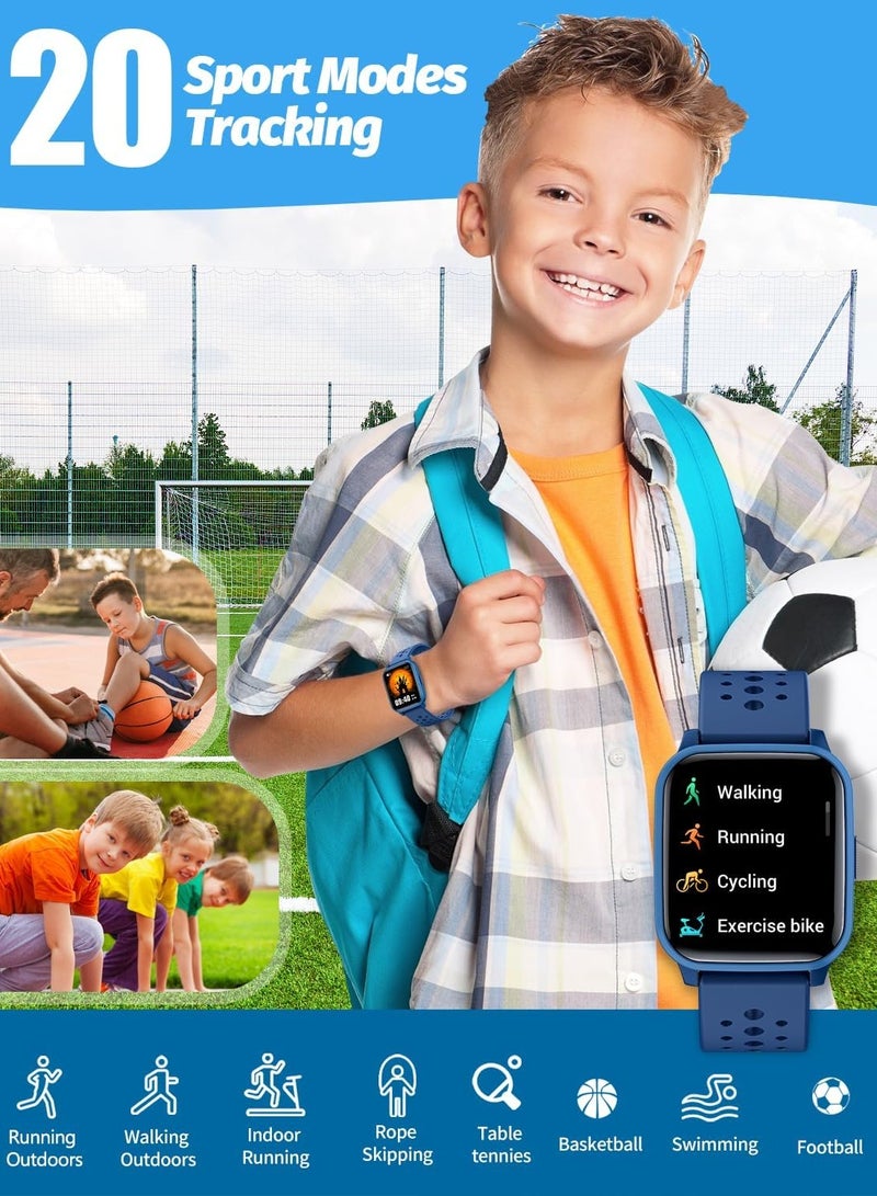 Verci Kids Smart Watch with Sleep Mode, 20 Sports Modes, 5 Games and Pedometer - Fun Birthday Gifts for 4-16 Year-Olds(Blue)  - Image 3