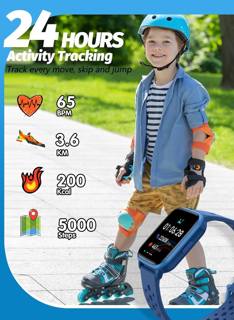 Verci Kids Smart Watch with Sleep Mode, 20 Sports Modes, 5 Games and Pedometer - Fun Birthday Gifts for 4-16 Year-Olds(Blue)  - Image 4