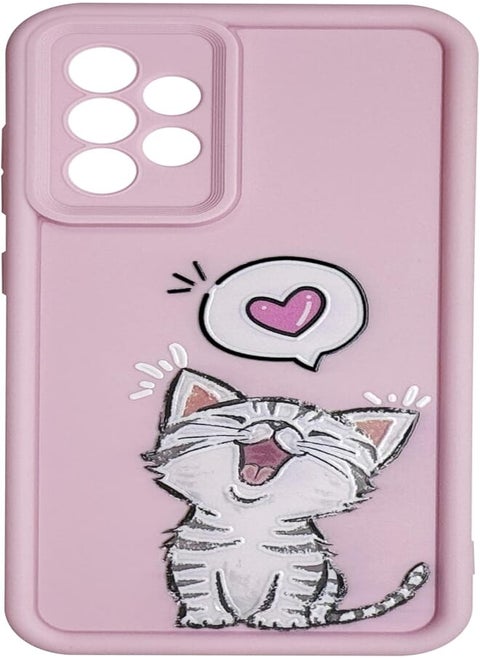 Silicon TPU Case Camera Protection with 3D Cheerful Prints For Samsung Galaxy A52s - A52 - A52 5G (Lovely Cat)